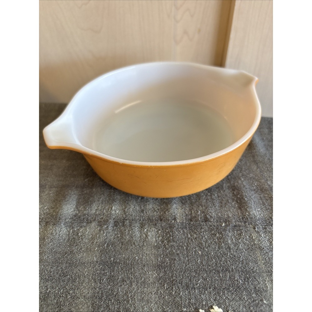 VTG PYREX #471 1 PT Orange /Gold Cinderella Casserole NO Lid EUC